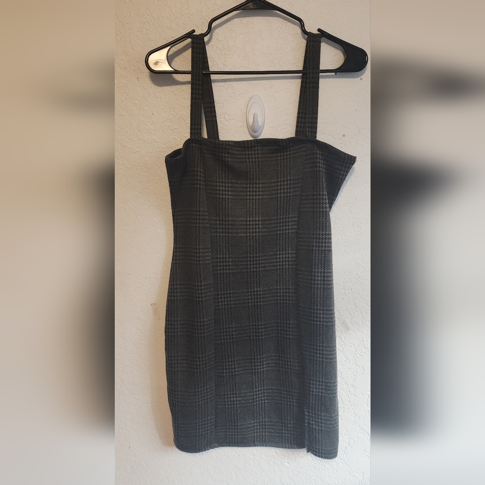 Grey/green Plaid Knit Pencil Skirt
